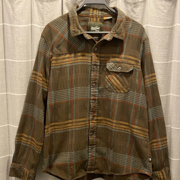Howler Brothers Men's Plaid Flannel Shirt - Brown, Green, and Orange - Picture 2 of 3